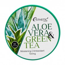 Esthetic House Гидрогелевые патчи для глаз c алое и зеленым чаем Aloe Vera and Green Tea Hydrogel Eye Patch, 60 шт