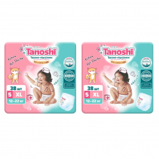 Tanoshi Набор 2х Трусики-подгузники для детей, размер XL 12-22 кг, 38 шт